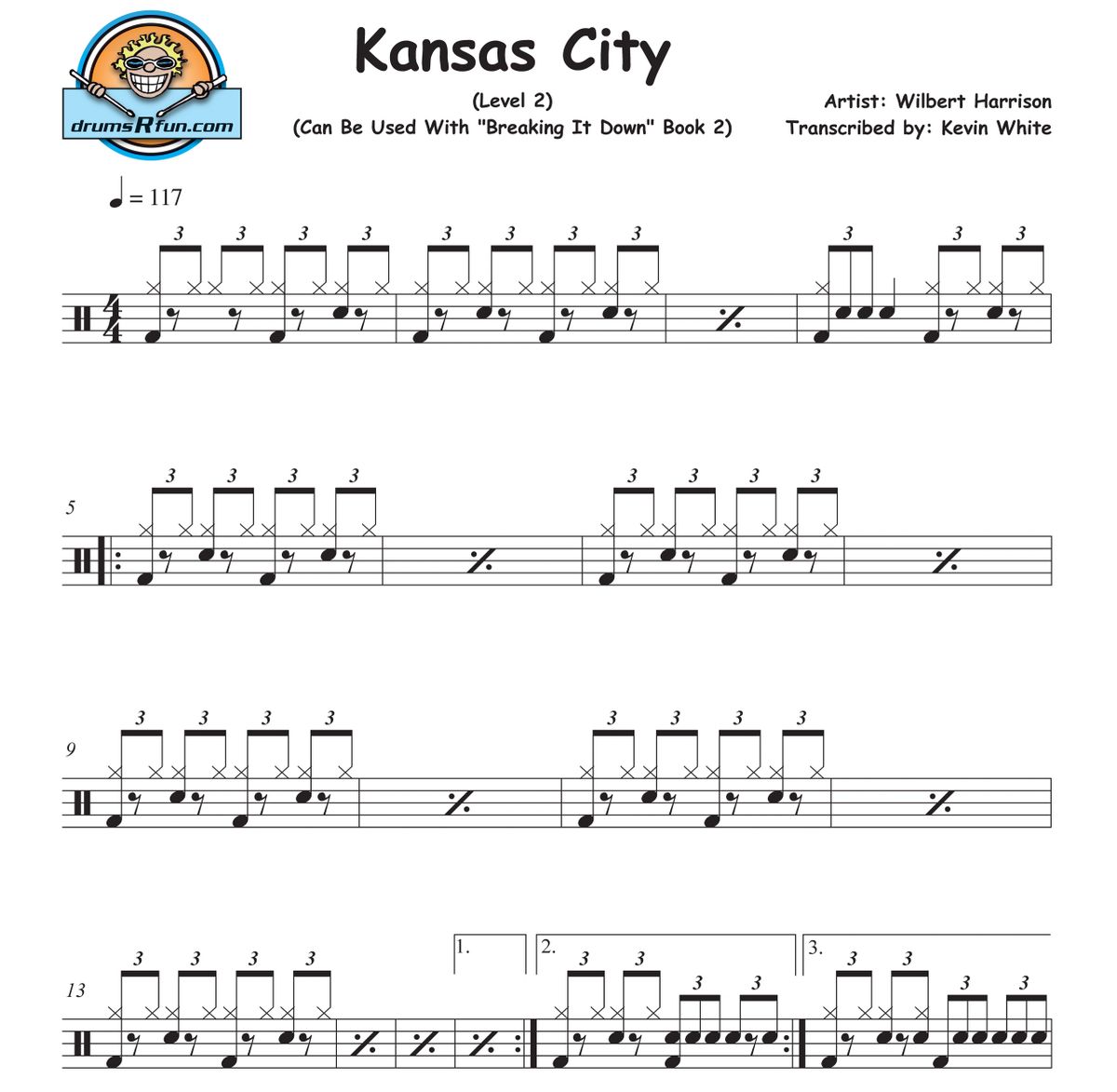 Wilbert Harrison, Kansas City Drum Transcription Level 2
